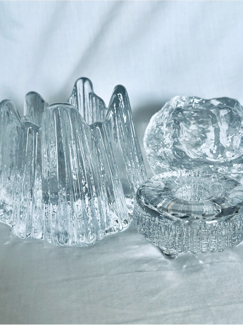 Swedish Glass Candle Holder Kosta Boda Snowball Nybro Volcano Iittala Ultima